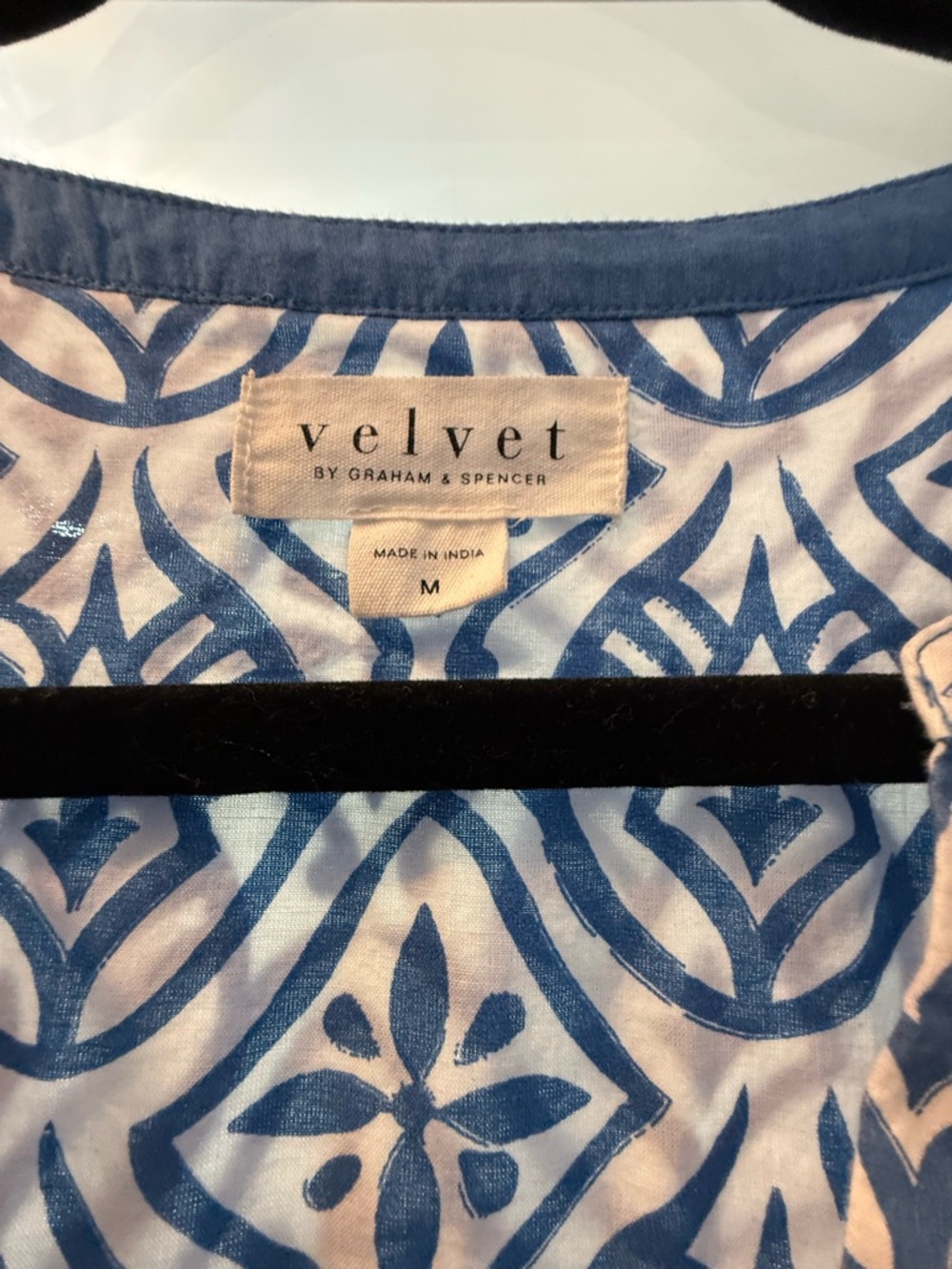 Velvet by Graham & Spencer Blue and White Geometric Print Dress